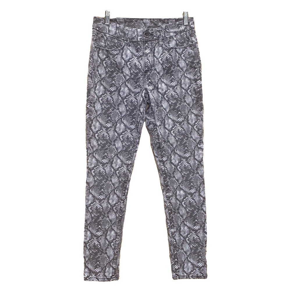 Seven 7 Tummyless Skinny Jeans Women's Size 8 Gray Snakeskin Print Stretch